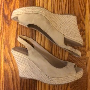 Cream Peep-Toe Wedges 7M